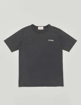 T-shirt nera effetto lavato stone washed - MC2 SAINT BARTH - FashionsVida