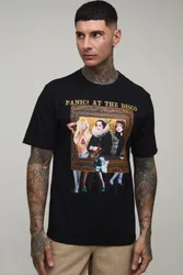 Mens Tall Regular Panic At The Disco License Print T-Shirt - Black Cotton - Size Large