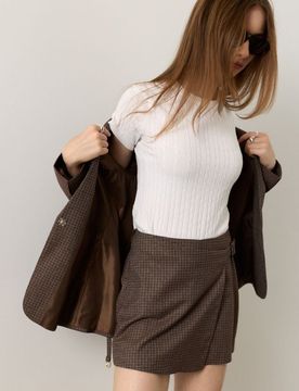 Gonna-pantalone a quadri con misto viscosa - multicolor