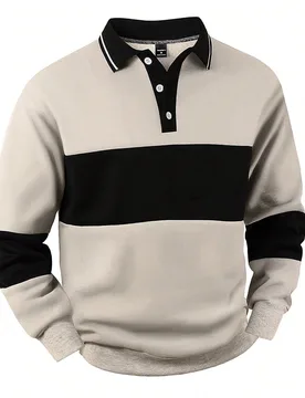 Sudadera casual con botones de contraste para hombre, para otoño, top de manga larga - Shein - FashionsVida