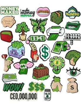 Accesorios para zapatos de la serie Dollar - Dólar, moneda, billetes, árbol de dinero, máquina de impresión, decoración DIY para zapatos/accesori - Shein - FashionsVida