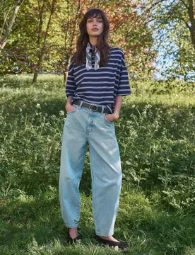 Mid Rise Barrel Ankle Grazer Jeans Denim female - White stuff - FashionsVida