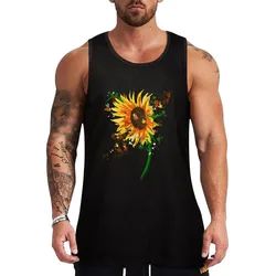 Yellow Sunflower with Bees Tank Top Simple Casual Tank Top Basic Lightweight Undershirt