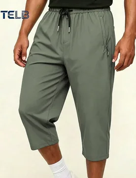 AHTELB Pantalones 3/4 de Verano Casuales Deportivos para Hombres, Bolsillos Laterales con Cremallera Antirrobo, Pantalones de Seda de Hielo Delgada de - Shein - FashionsVida