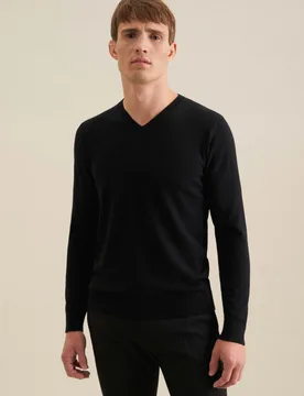 Regular Pullover Uni Schwarz S - Seidensticker - FashionsVida