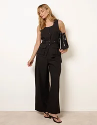 Tailored Pocket Two-Piece Co-Ord Set - L / BLACK - female