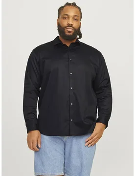 Chemise à Manches Longues Parma Plus Size Black / Loose Fit 5XL - Jack & jones - FashionsVida