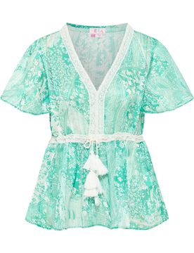 IZIA Blusa verde / blanco