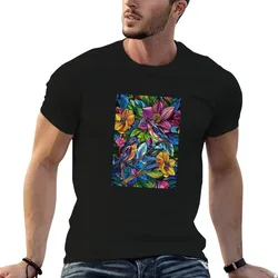 Colorful Glass Birds T-Shirt Sweat Resistant Workout Tee Shirt