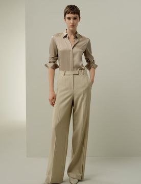 Pantaloni Dritti Lana Seta Donna Eleganti Lavabili 48