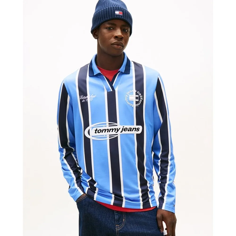 Polo de hombre de rayas regular fit de manga larga de - Tommy Jeans - FashionsVida