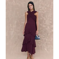 Falda midi con volantes superpuestos