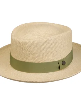 Medium Brim Pork Pie Panama Hat by - nature-green - Size: M (57-58 cm) - Lierys - FashionsVida