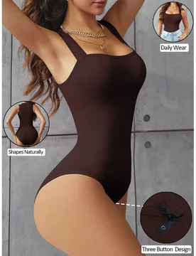 Pieza Mono moldeador sin mangas de unicolor para mujer - Shein - FashionsVida