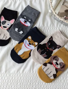 Pares de calcetines cortos para mujer, calcetines con elemento "mascota", calcetines cortos finos para todas las estaciones, calcetines suaves y trans - Shein - FashionsVida