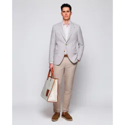 Pantalón hombre chino custom fit mezcla lino