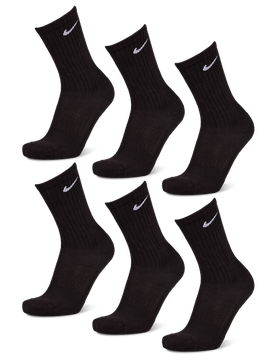 Everyday Cushioned Crew 6 Pack Unisex Socken - Schwarz - Größe 38 - 42 Black 38 - 42