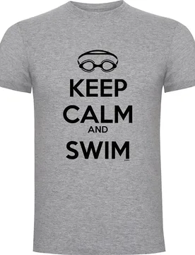 Keep Calm And Swim Short Sleeve T-shirt Heather Grey L Men - Kruskis - FashionsVida