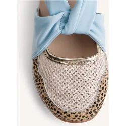 Sandalias de cuña de mujer estilo deportivo abiertas con estampado de leopardo y cierre elástico