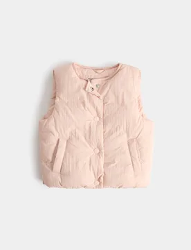 Plain Round Neck Padded Gilet (0-5 Yrs) Pink Female - M&S - FashionsVida