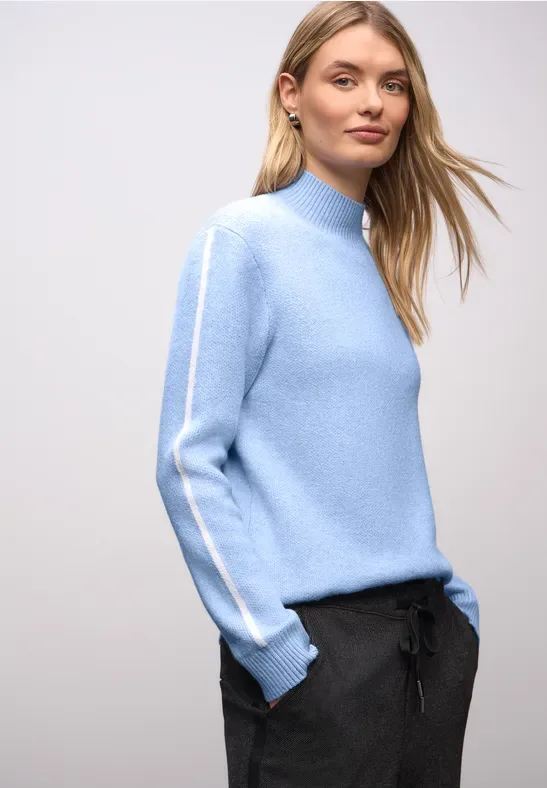 Pullover mit Tape-Details female Blau - Street One - FashionsVida