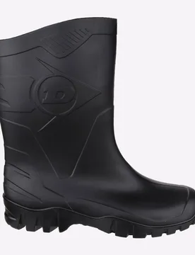Dee Calf Length Wellington Unisex - Black - Size Uk 10 - Dunlop - FashionsVida