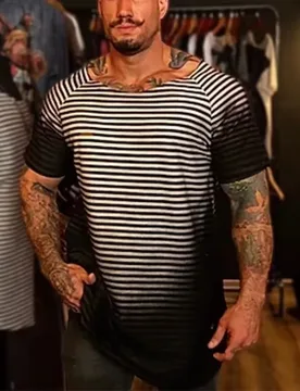 New men's clothing style for summer . Striped, casual, round-neck, short-sleeved, form-fitting pullover for men fortnite - Aliexpress - FashionsVida