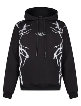 Felpa Leggera Cappuccio Uomo New Lightning Hoodie Black/grey - PHOBIA - FashionsVida