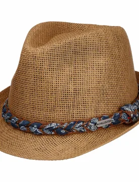 Labasa Trilby Straw Hat by - nature-brown - Unisex - Size: S/M (55-57 cm) - Chillouts - FashionsVida