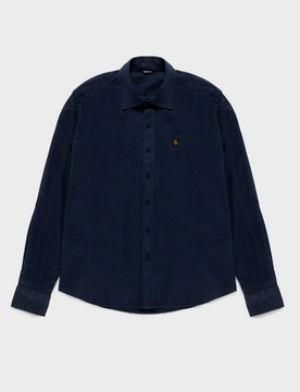 Camicia misto lino uomo navy blazer