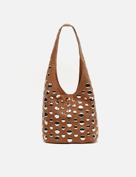 Tudi petit sac à bandoulière effet daim avec clous ED