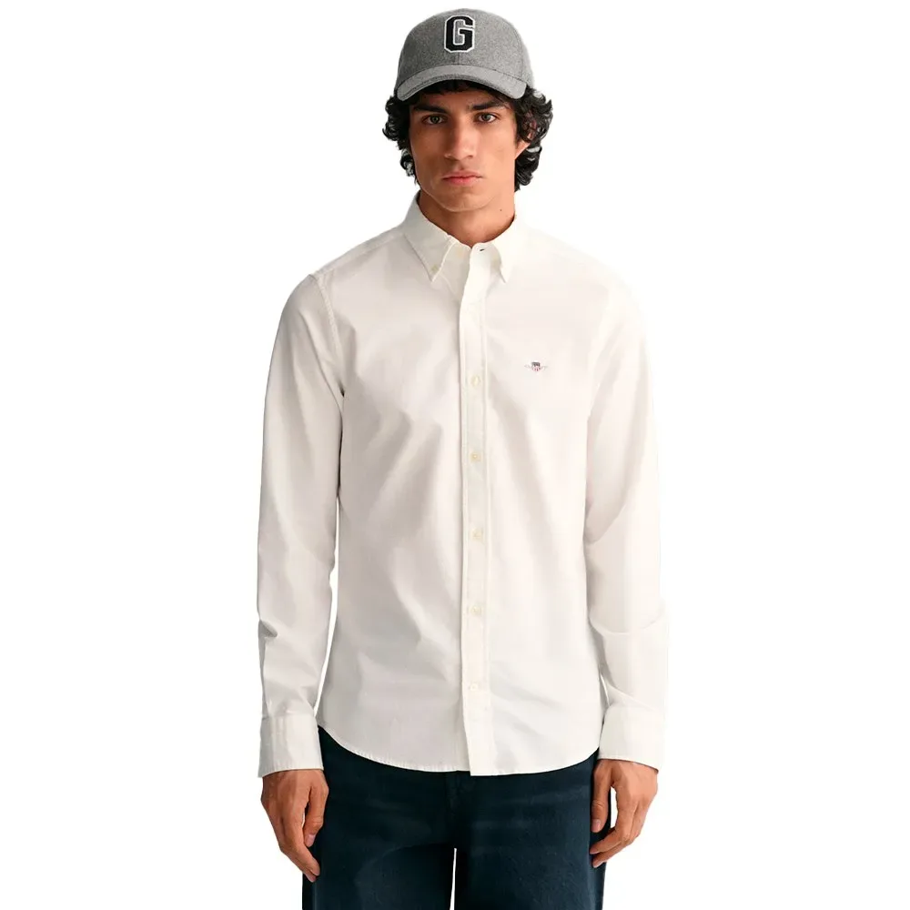 Camicia A Maniche Lunghe Slim Oxford White 2XL - Gant - FashionsVida