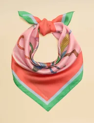 Pure Silk Umbrella Print Square Scarf Multi female