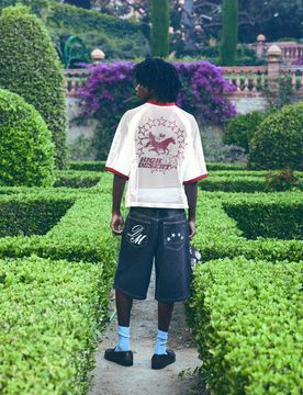 T-Shirt Crop Boxy Fit En Mesh Imprimé Homme Xl Écru