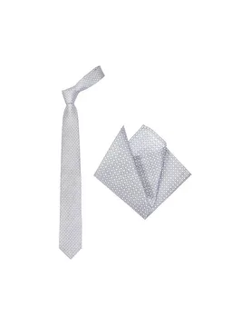 Krawatte Set mit Stecktuch hellgrau herren - SEIDENFALTER - FashionsVida