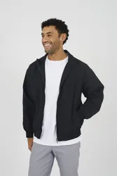 Mens Black Oversized Seersucker Zip-Up Jacket - Size Medium