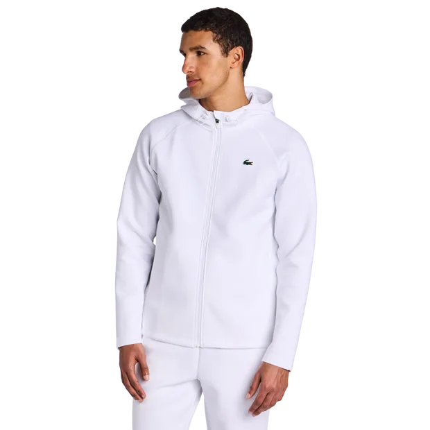 Interlock Men Track Tops - White - Size XS - Poly Fleece - White - Size: Extra Small - Lacoste - FashionsVida