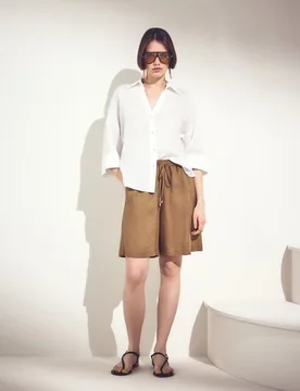 Short liso de mujer de lino - Woman El Corte Inglés - FashionsVida