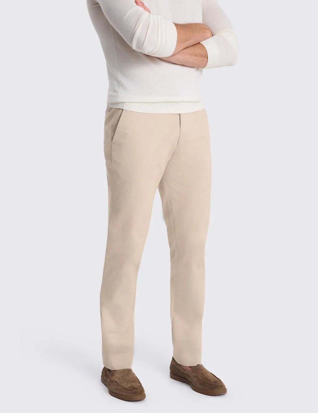 Tailored Fit Stretch Chinos Stone male - MOSS - FashionsVida