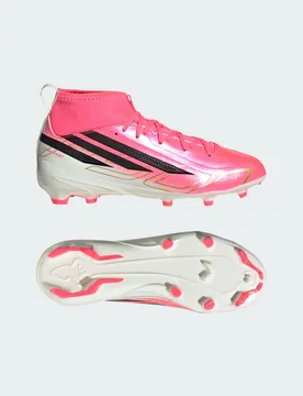 Scarpe da calcio F50 Hyperfast League Mid Firm Ground Bambini 31 1/2 Solar Turbo / Core Black / Gold Metallic - Adidas - FashionsVida