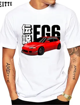 Civic EG6 Art T-Shirt New Summer Men Short Sleeve Type-R Legend Drift King Car Print TShirts Hip Hop Boy Casual White Sport Tees - Aliexpress - FashionsVida