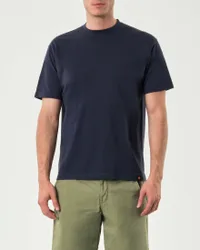 T-shirt mezza manica blu in puro cotone tinta unita