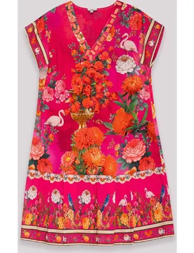 Vestido corto estampado floral con escote en pico - Niza - FashionsVida