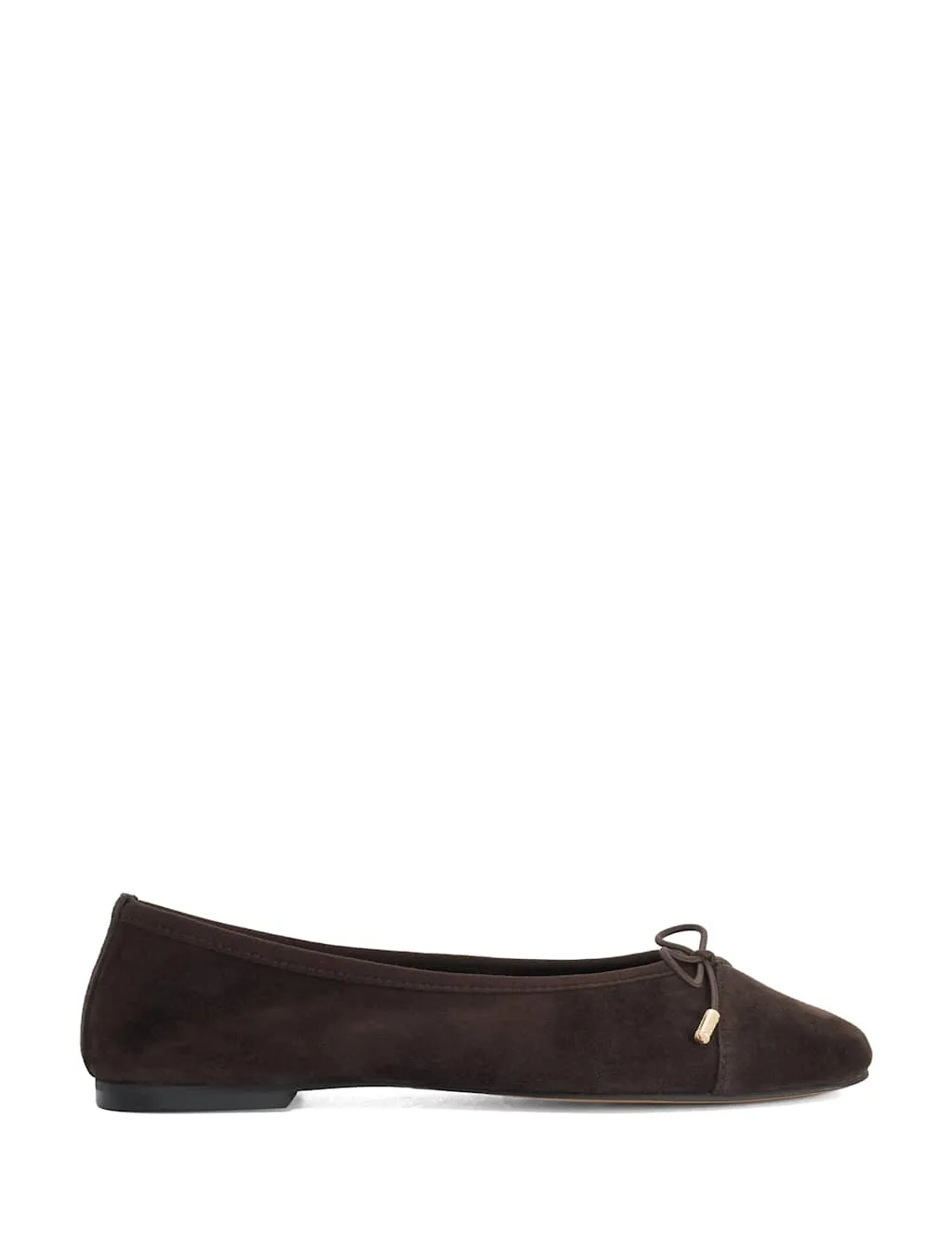 Suede Flat Ballet Pumps Brown female - Dune london - FashionsVida
