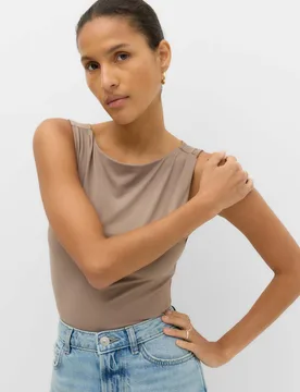 Slash Neck Vest Bodysuit Neutral female - M&S - FashionsVida