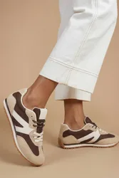 Fern Faux Suede Lace Up Trainers - Beige - Size: 7
