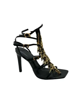 Sandalo nero tacco 10cm Donna con accessorio oro - Schutz - FashionsVida