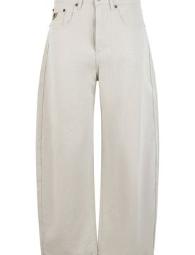 Loose-Fit High-Waisted Cotton-Linen Wide Leg Jeans