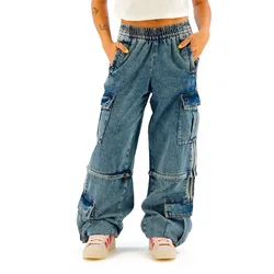 Jean Mid-rise 2in1 Worn Blue Denim L