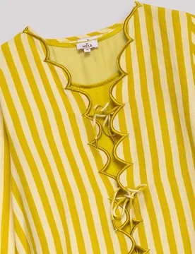 Blusa de mujer con rayas escote lace up y manga larga - Niza - FashionsVida